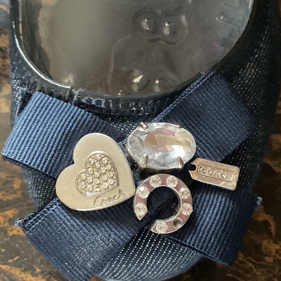 COACH BLUE DENIM TEXTILE BOW COACH DECOR BALLERINA FLAT SIZE US 8.5 - Picture 7 of 13